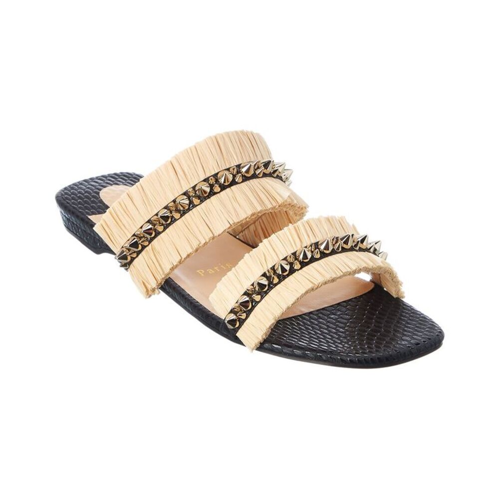 Christian Louboutin Marivodou Raffia & Leather Sandal